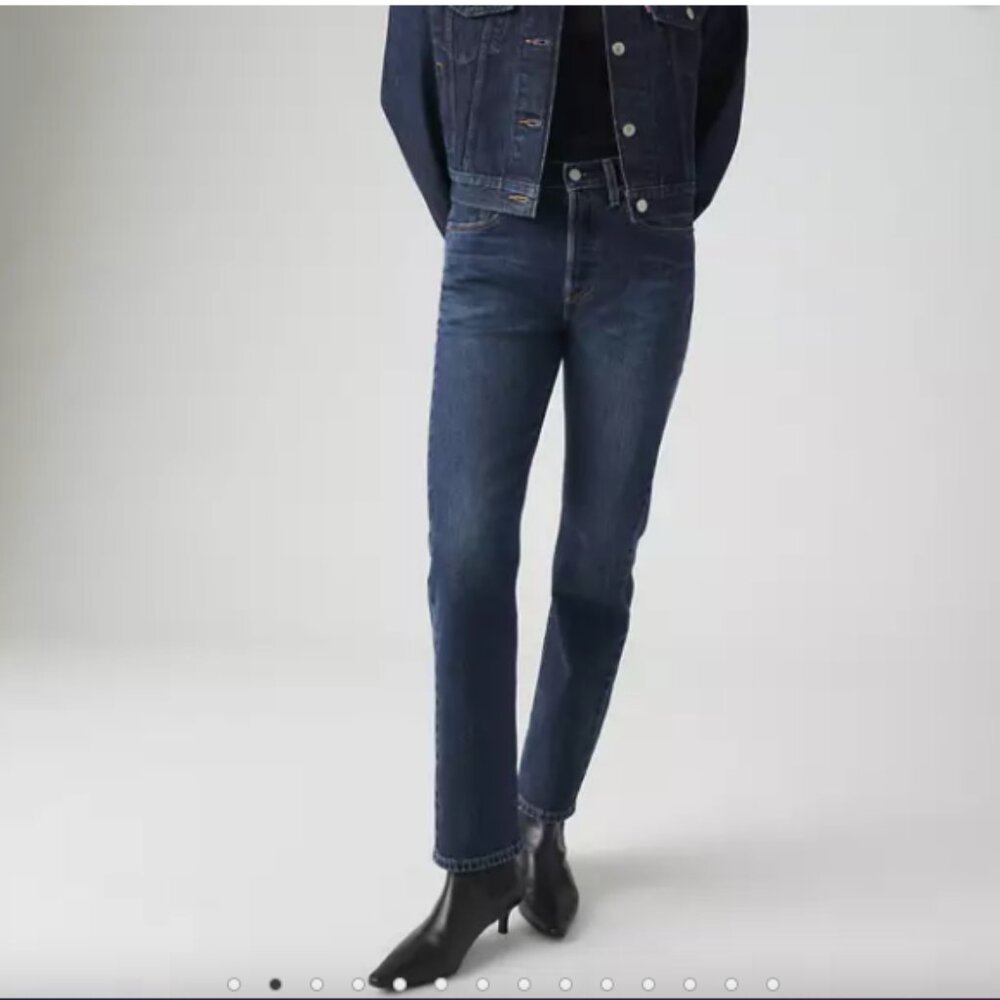 Levi's Women's 501 Original Mid Rise Straight Leg Jeans Dark Blue size 27x28 - Picture 4 of 13